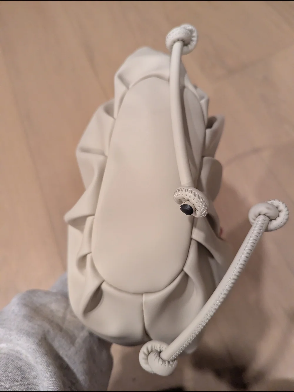 Cream Ruched Crossbody Pouch